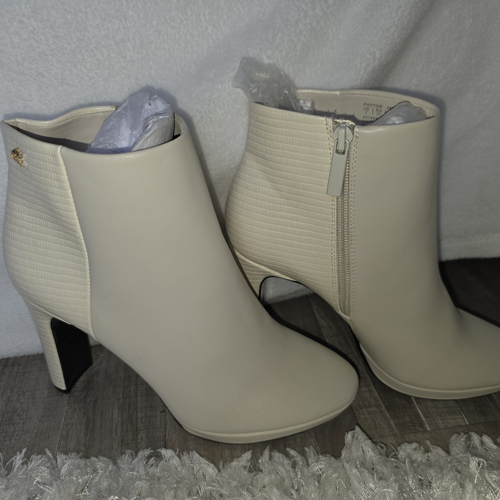 NWT Calvin Klein Cream Heeled Booties Sz 7, NEVER WORN PERFECT COND